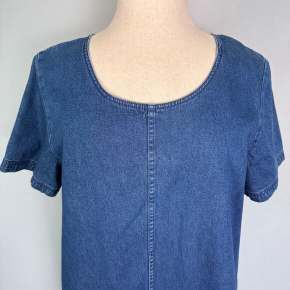 Vintage Original TY Wear Denim Dress, Women's 18W, Short Sleeves, Knee Length - Picture 3 of 14